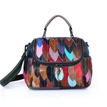 Женская сумка через плечо из 100% натуральной кожи, модная женская сумка-мессенджер, красочная вязаная сумочка, круглая сумка, женский телефон через плечо