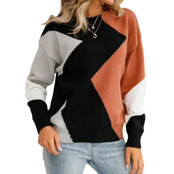 Женские винтажные свитера, осенне-зимняя одежда, Вязаный пуловер y2k, топы с длинными рукавами, свитер для взрослых, уличная одежда