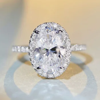 Женское кольцо с высокоуглеродистым бриллиантом из стерлингового серебра S925 Голубиное яйцо, украшенное роскошными атмосферными украшениями для банкетов и подарками