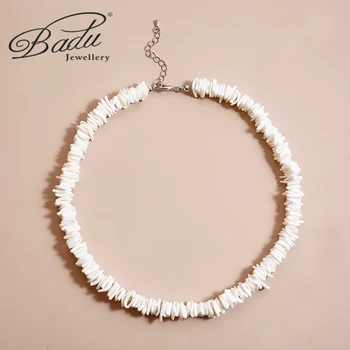 Женское ожерелье Badu Bohemia из белой натуральной раковины неправильной формы, колье из ракушки с гравийной крошкой, модные летние пляжные украшения