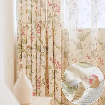 Занавеска с цветочным принтом в деревенском стиле для окна, Полупрозрачная занавеска, Перегородка для гостиной, украшение для дома # E