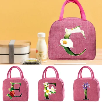Изоляционная сумка-холодильник для женщин, детская сумка-холодильник с цветочным принтом и буквенным принтом, ланч-бокс для пикника, Переносная сумка для хранения продуктов, термосумка для завтрака