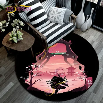 Ковер Demon Slayer, круглый коврик для пола с 3D принтом, коврик для стула в детской комнате, украшение дома, моющийся ковер.