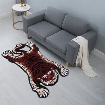Ковер в форме тигра, мягкий пушистый коврик с рисунком тигра неправильной формы, коврик для декора комнаты, впитывающий нескользящий коврик для ванной комнаты