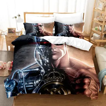 Комплект Постельных принадлежностей Terminator Single Twin Full Queen King Size Bed Set Aldult Комплект Постельного белья для Детской Спальни 3D Queen Size