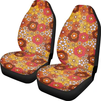 Комплект чехлов для автокресел с цветами в стиле хиппи из 2 упаковок, Абстрактная Подушка для сиденья с цветочным рисунком для защиты от грязи