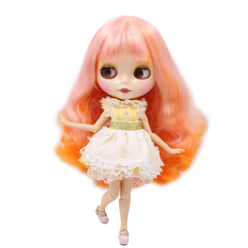 Кукла ICY DBS Blyth с сочлененным телом розово-оранжевого цвета, волосами с челкой, белой кожей и большой грудью BJD ICY toy № 1010 /2250