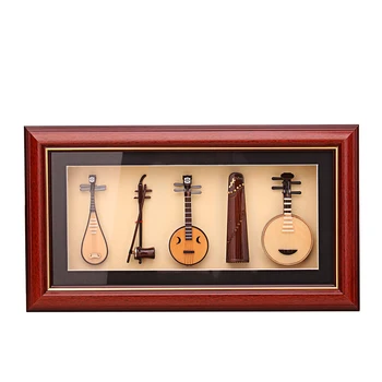 Маленькая модель цитры, бамбуковая флейта, набор из пяти частей, украшение рамки для фотографий erhu Pipa
