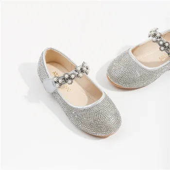 Модная детская обувь Mary Jane Для девочек от 2 до 8 лет, обувь принцессы для девочек, обувь на низком каблуке, красивый жемчуг, детская обувь на плоской подошве, 2023 г.