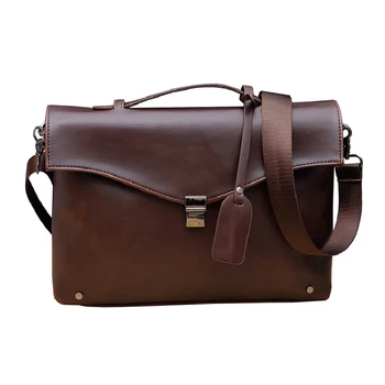 Модная мужская сумка персонализированной формы коричнево-черный горизонтальный портфель, мужская деловая сумка-мессенджер через плечо