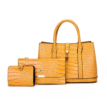 Модные женские сумки из искусственной кожи, роскошные дизайнерские сумки с крокодиловым узором, комплекты из 3 предметов, сумка через плечо, Высококачественные сумки-тоут