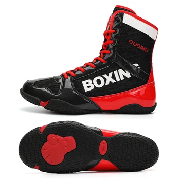 Мужская Женская обувь для бокса, борьбы, резиновая подошва, Профессиональные боевые кроссовки, ботинки на шнуровке, Боксерские туфли Большого размера 36-46