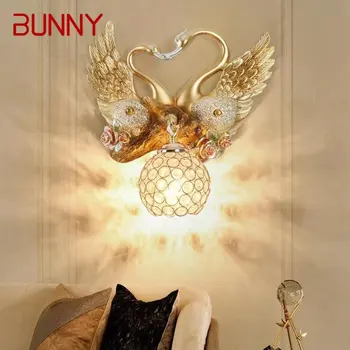 Настенные светильники BUNNY Modern Indoor Swan LED Gold Creative Luxury Sconce Lamp для декора дома, гостиной, коридора отеля