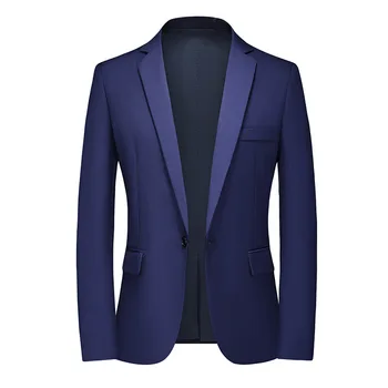 Негабаритный 5XL весенне-осенний мужской костюм, куртка, однотонный облегающий модный повседневный костюм на одной пуговице, высококачественный мужской пиджак, костюм