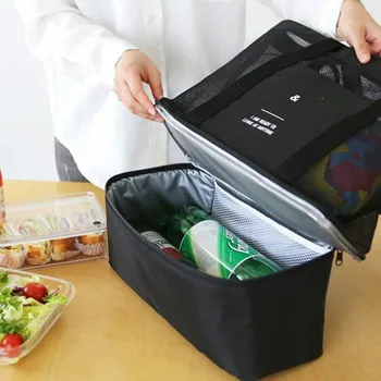 Новая женская сетчатая прозрачная сумка большой емкости, двухслойная, сохраняющая тепло, Большие пляжные сумки для пикника, сумка для офисных обедов, сумка для закусок