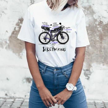 Новая Летняя Женская Футболка с коротким Рукавом Travel On Gravel Bikepacking, Милые Велосипедные Топы Для девочек, Спортивные Белые Футболки для горных Велосипедов
