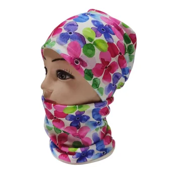 Новая цветочная Плюшевая детская шапка-шарф, шапка для маленьких девочек, теплые шарфы, детские шапки, Осенняя шапка для маленьких мальчиков, Зимняя шапочка-бини для детей