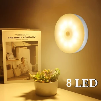 Ночные светильники Светодиодный светильник с датчиком движения, USB-ночник, Платная лампа для кухни, спальни, лестницы, прихожей, шкафа, гардероба, гардероба 3
