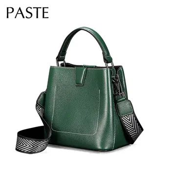 Оптовые дизайнерские сумки Роскошная зеленая маленькая сумка-ведро с 2 ремешками из воловьей кожи Женская сумка-мессенджер из крокодиловой кожи