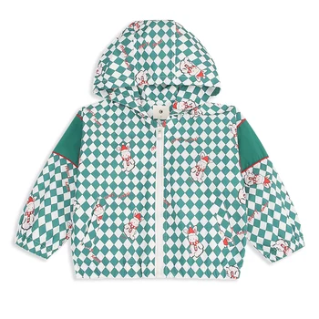 От 1 до 10 лет, весенне-летняя детская одежда для девочек, тонкое пальто, рождественские клетчатые куртки со снеговиком и мультяшным рисунком, одежда для маленьких девочек с капюшоном