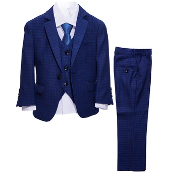 Официальный весенне-осенний костюм для мальчиков Детский костюм для выступления на свадьбе (блейзер, жилет, брюки, рубашка с галстуком) Комплект одежды