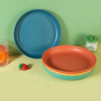 Пластиковая тарелка для еды из пшеничной соломы, тарелка для фруктовых закусок