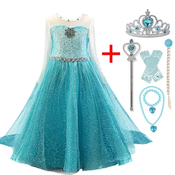 Платье принцессы Эльзы для девочек, платья для косплея, костюмы Снежной королевы для детей, платье на Хэллоуин, праздничный халат для Карнавала, детское платье