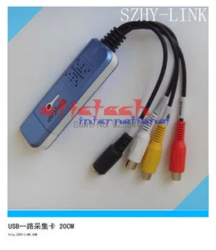 по DHL или EMS 20шт Портативный адаптер для карты захвата видео и аудио USB 2.0, конвертер VHS DC60 DVD Композитный RCA Синий Оптом