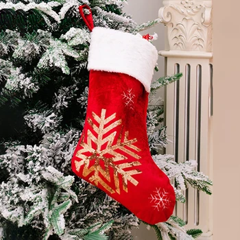Подвесной чулок С золотыми блестками, носки в виде снежного Лося, Рождественский подарок, Праздничные принадлежности, украшения для вечеринок для детей, Подарки для семьи и друзей