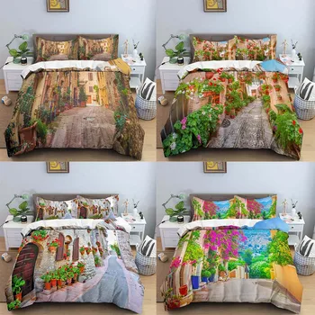 Пододеяльник с рисунком пейзажа на аллее, комплекты постельного белья размера King Queen Size для детей и взрослых, удобное стеганое одеяло на молнии с наволочкой