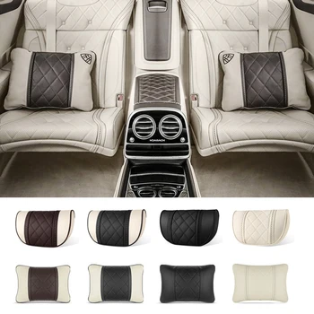 Подушка для подголовника автомобильного сиденья из кожи НАППА, автомобильные подушки для шеи для Mercedes Benz Maybach S-Class, подголовник для поддержки поясницы