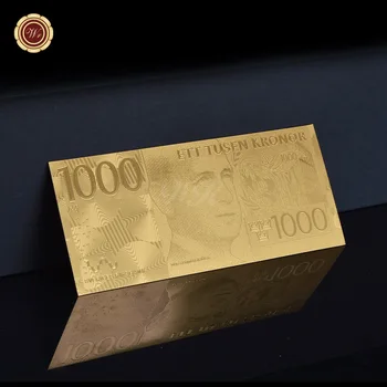 Позолоченная Банкнота 1000 Шведских крон Фальшивые деньги Памятная Банкнота Сувенир Бизнес Подарок для коллекции