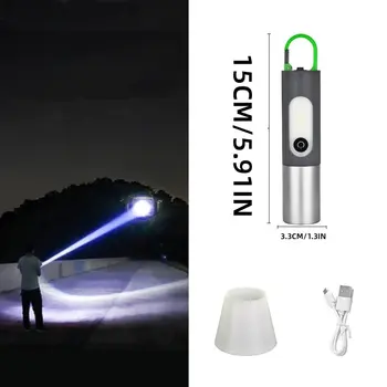 Портативный Мини-фонарик с сильным светом, USB Перезаряжаемый брелок, Рабочий фонарь для кемпинга на открытом воздухе, светодиодный фонарик, Водонепроницаемая лампа-факел