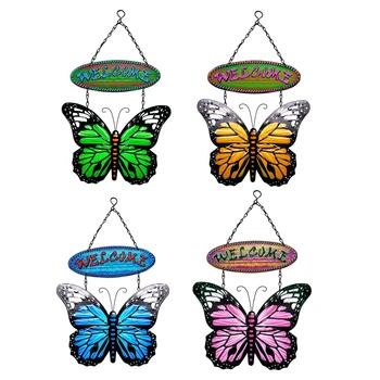 Приветственный знак в виде бабочки из кованого железа, Подвесной орнамент, металлический настенный художественный декор