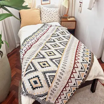 Простое Индийское геометрическое покрывало для дивана, покрывало для диванного полотенца, Двустороннее одеяло, Декоративный ковер, Коврик для пикника, дорожный ковер