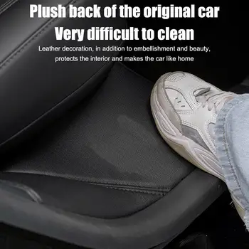 Протектор порога задней двери автомобиля для Tesla Модель Y 2022 2023 Кожаный коврик для защиты заднего сиденья от загрязнений, противоударная накладка для автомобиля модели Y, аксессуары