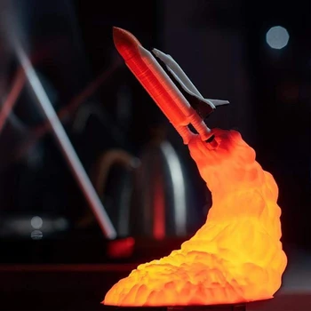 Прямая поставка 3D печать Лампа для космического шаттла Ракета Ночник Светильники для любителей космоса Домашний стол Настольный Лунный ночник Декор