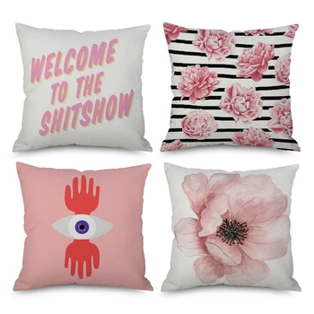 Розовые геометрические чехлы для подушек в скандинавском стиле, милые креативные розовые узоры, чехлы для подушек, современный диван, Декоративная подушка для дивана
