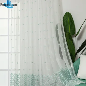 Роскошная ширма из молочного шелка с вышивкой Прозрачные шторы для гостиной Окна спальни Шторы Европейский Тюль Вуаль Дверные шторы
