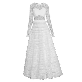 Роскошное модное Черно-белое Сексуальное прозрачное кружево в стиле пэчворк, Многослойный тюль, сетка, Длинное бальное платье Макси, вечернее платье S M L XL 2XL