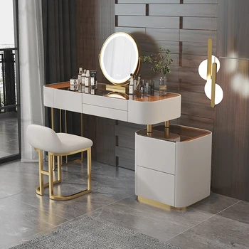 Роскошный туалетный столик из каменной плиты Современный простой туалетный столик для спальни Шкаф для хранения туалетного столика итальянского дизайнера