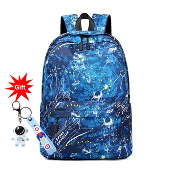 Рюкзак с космическим принтом для начальной и средней школы, водонепроницаемый нейлоновый рюкзак для девочек, детская сумка для книг, обратно в школу