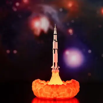 Светодиодный ночник с 3D-принтом Space Shuttle Rocket Night Light, USB-перезаряжаемая космическая настольная лампа на Рождество, подарок на день рождения для детей