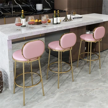 Современные барные стулья из нержавеющей Стали, кухонная мебель, барный стул Nordic Light с роскошной спинкой, Дизайнерские барные стулья для отдыха в гостиной