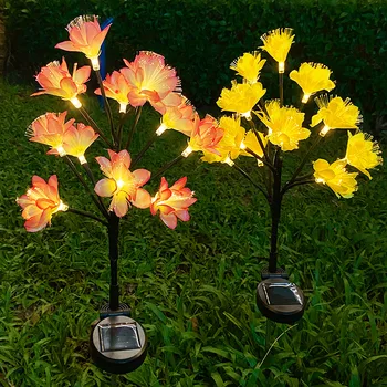 Солнечная светодиодная имитация цветка камелии, цветка персика, торшера, наружного украшения виллы во дворе, газонной лампы