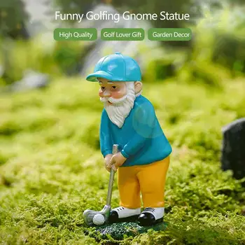 Статуя садового гнома для игры в гольф Статуэтка садового гнома из смолы Статуи садового гнома Наружный декор для внутреннего дворика, газона, крыльца