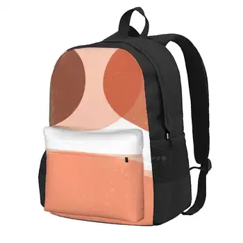 Терракотовый Абстрактный 13-Современное искусство-Абстрактные органические формы-Коричневый, ярко-оранжевый Школьный рюкзак большой емкости