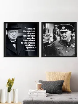 Уинстон Черчилль Вдохновляющая Фотография Героя Войны Мотивационная Цитата Художественная Печать Шелковый Плакат Домашний Декор Стен