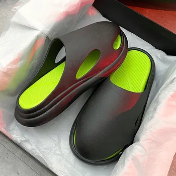 Уличные удобные мягкие тапочки JIANBUDAN Мужская и женская домашняя обувь на плоской подошве из Эва с толстой подошвой Тапочки для ванной летние сандалии