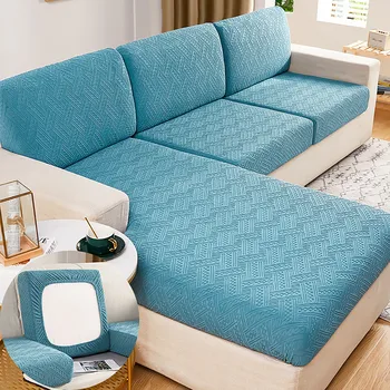 Универсальный чехол для дивана Износостойкий, высокоэластичный, нескользящий Чехол для дивана из полиэстера на 3 подушки, Чехол для дивана L-образной формы для дивана на 1 место